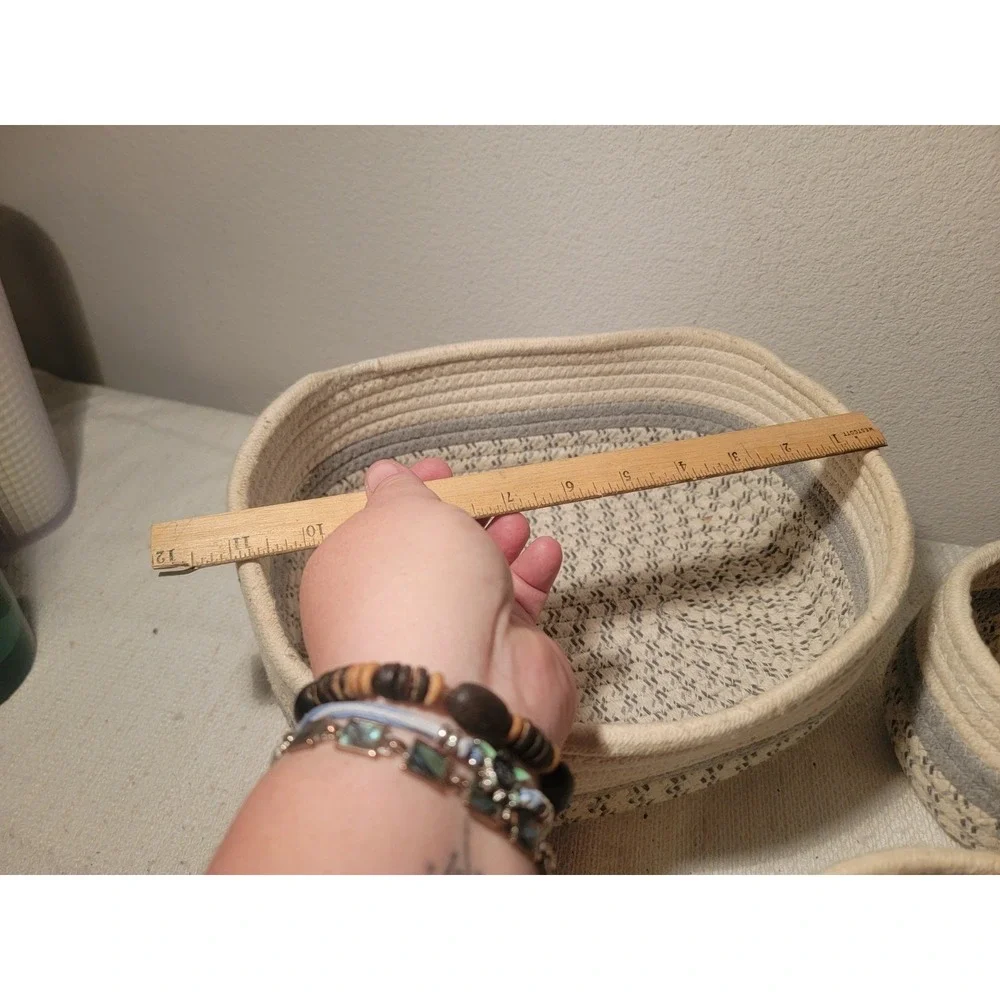 SET 3 Cotton Rope Baskets Woven‎ Basket Makeup Basket Bin Multipurpose Container
